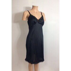 Vintage Impluse Black Slip Dress Adjustable Straps Womens 34